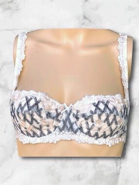 Lise Charmel Vintage Lace Floral Embroidery Demi Bra 34B France Couture